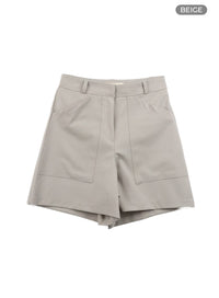 solid-loose-fit-shorts-oa429 / Beige