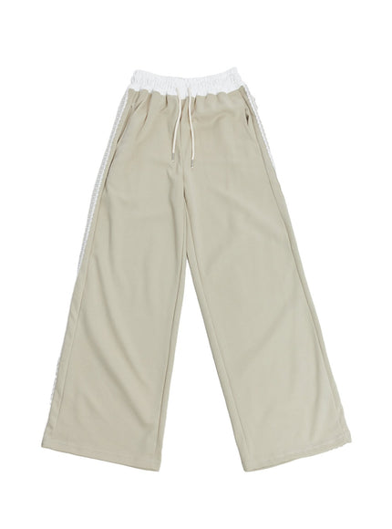 angel-lace-wide-leg-trackpants-ca521 / Beige