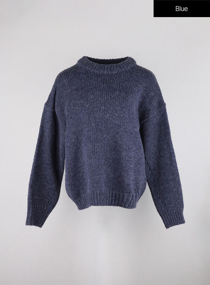 cozy-round-neck-knit-sweater-od326 / Blue