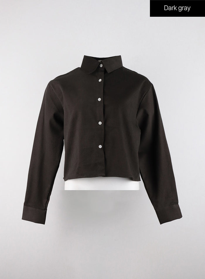 buttoned-crop-shirt-od321 / Dark gray