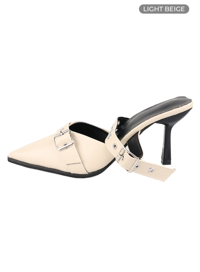metallic-buckle-stiletto-heels-cm422 / Light beige