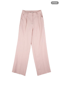 pintuck-wide-fit-tailored-pants-ou427 / Pink