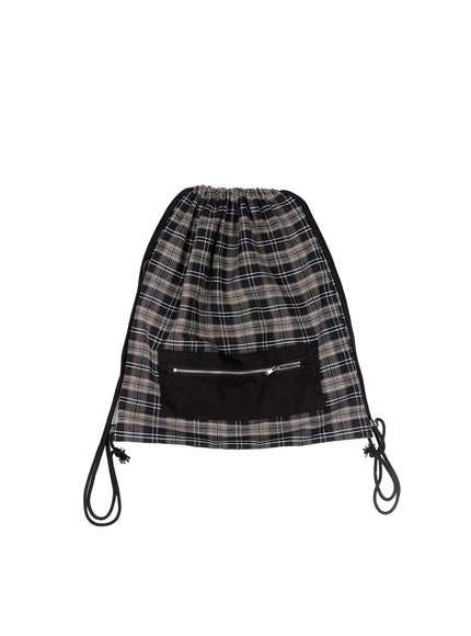 Checkered Cotton Drawstring Backpack CO521