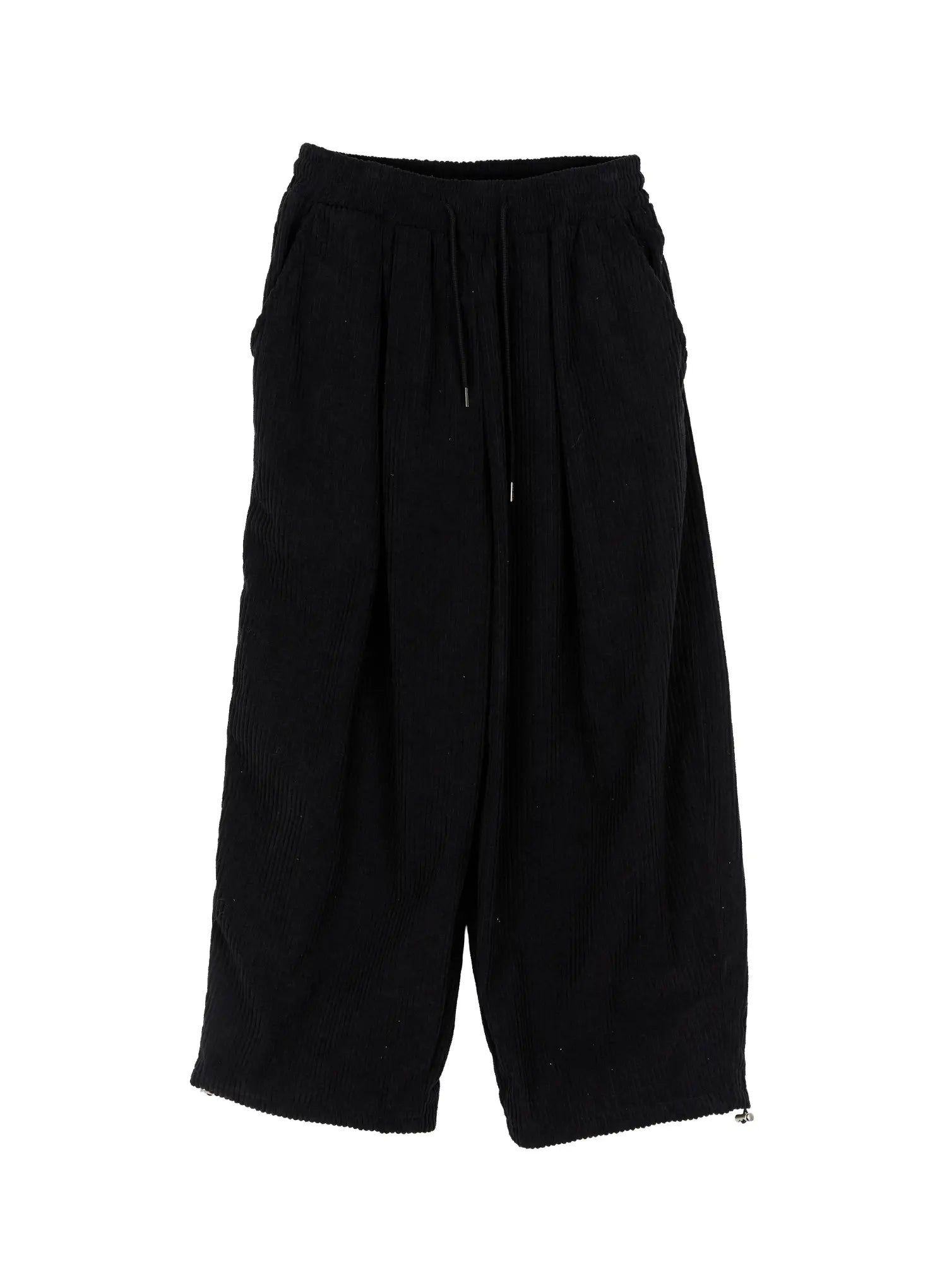 textured-fleece-baggy-pants-cd505 / Black