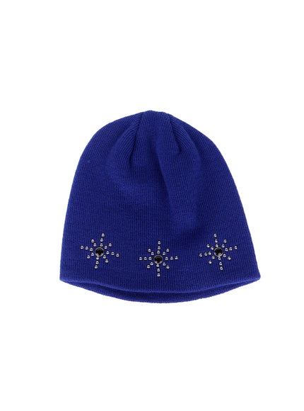boho-studded-ribbed-beanie-cs503 / Blue