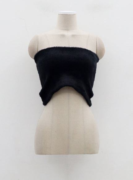 Teddy Cardigan Tube Top And Mini Skirt Set CJ325