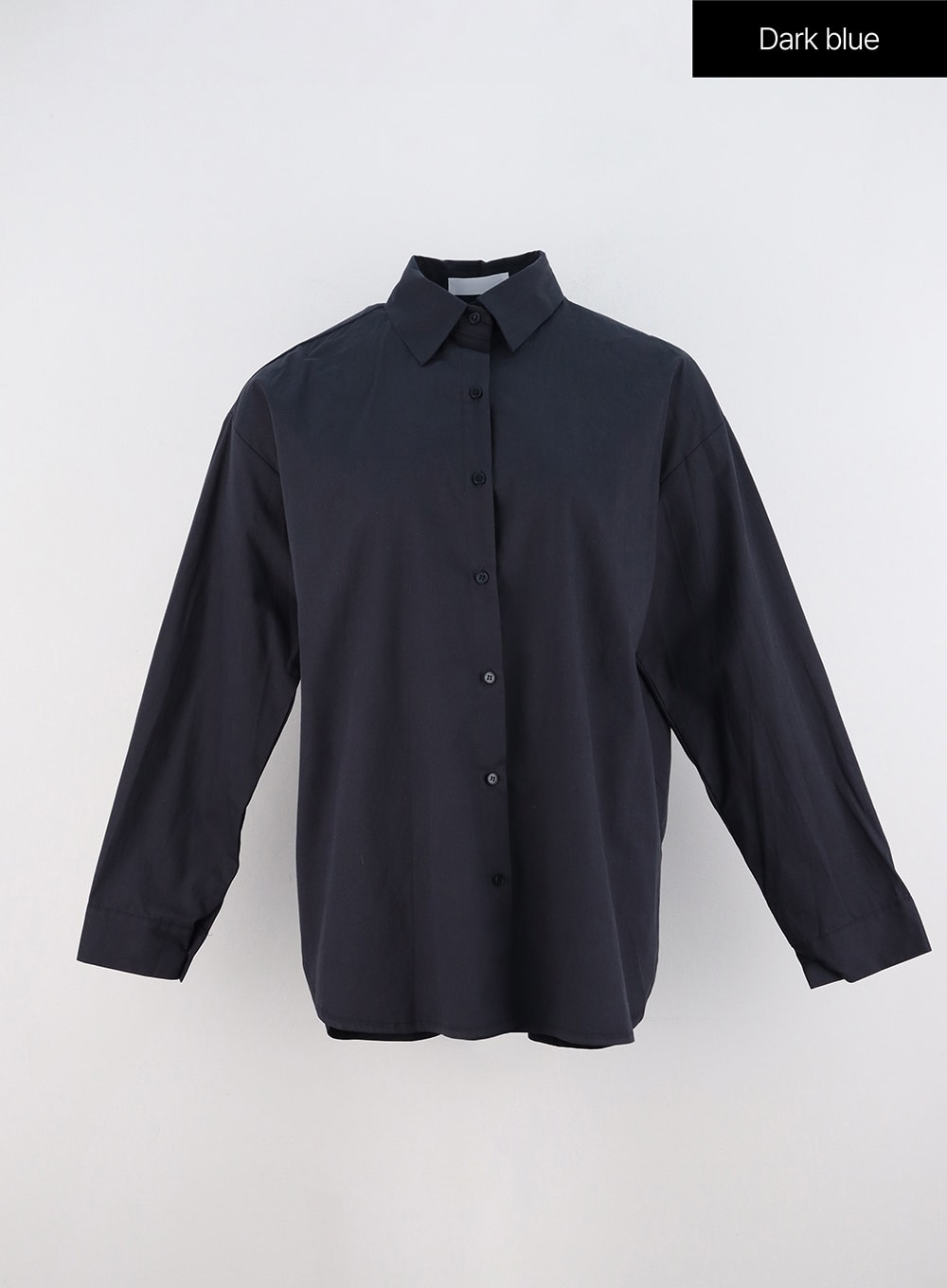 cotton-buttoned-loose-fit-shirt-oo323 / Dark blue