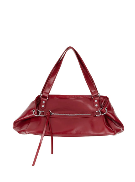 chic-vegan-leather-shoulder-bag-cm526 / Red