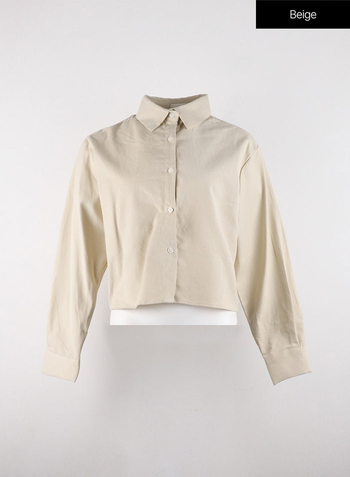 buttoned-crop-shirt-od321 / Beige