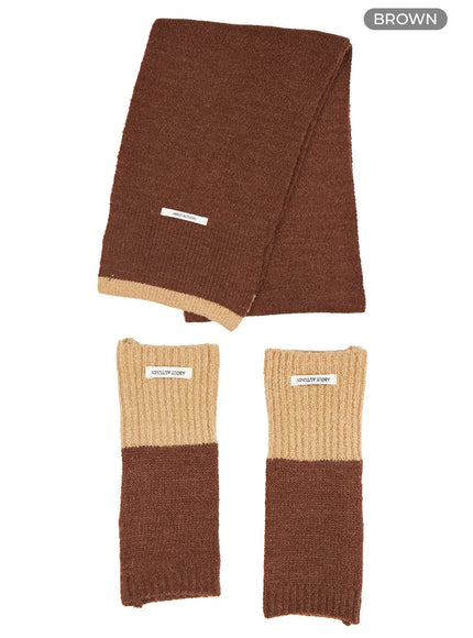 soft-touch-wool-scarf-gloves-set-oo429 / Brown