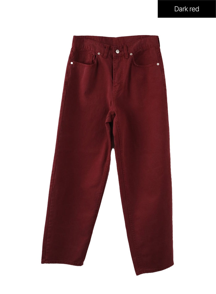 basic-straight-leg-pants-of415 / Dark red