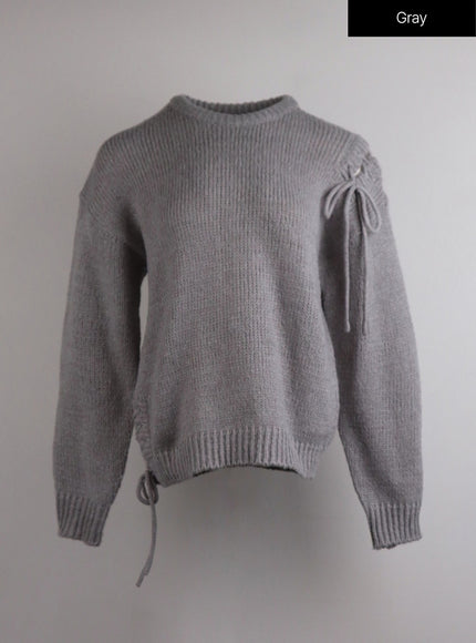 knit-round-neck-long-sleeve-sweater-oj417 / Gray