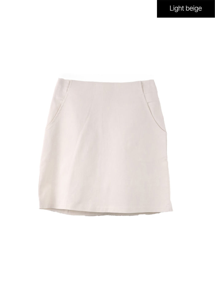 basic-mini-skirt-of408 / Light beige