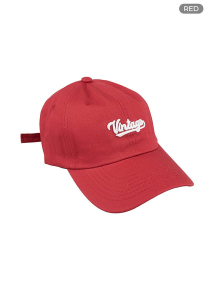 cotton-lettering-embroidered-hat-ol416 / Red