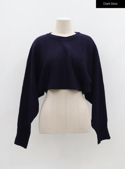 Cut Out Back Tie Detail Cropped Sweater BJ311