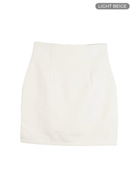 basic-high-waist-mini-skirt-ou411 / Light beige