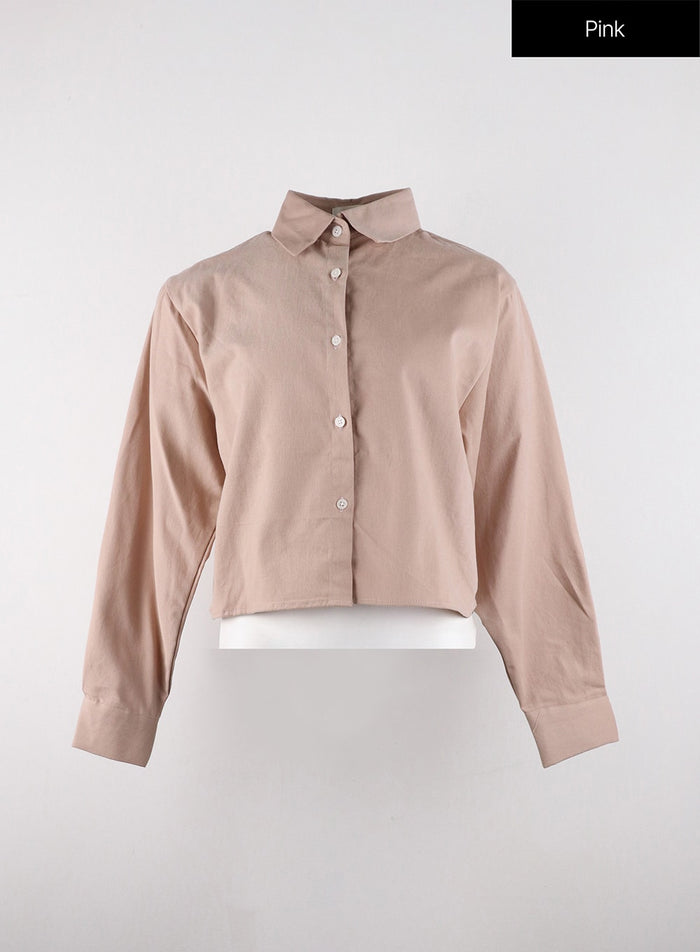 buttoned-crop-shirt-od321 / Pink