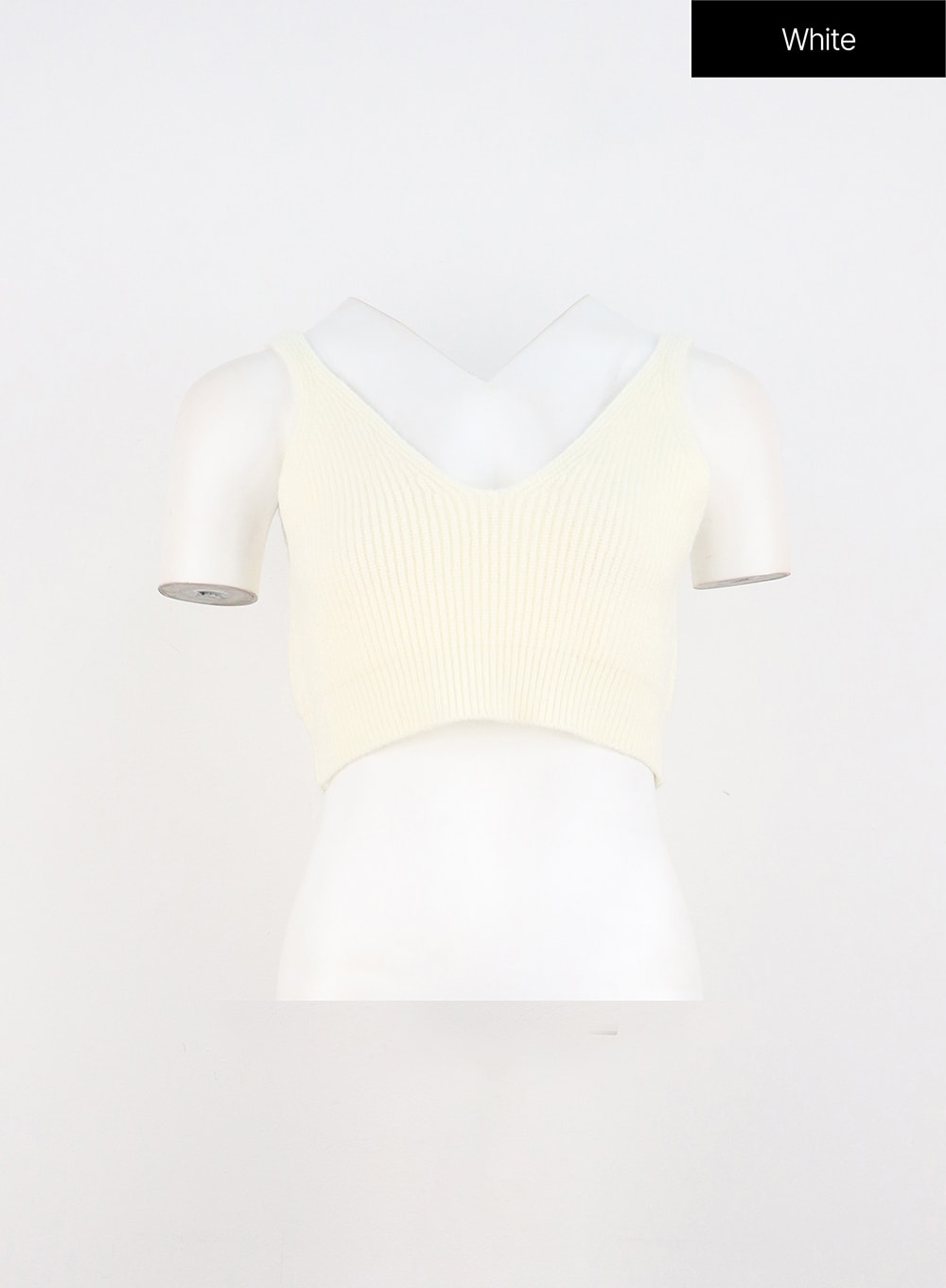 v-neck-knit-bustier-top-io317 / White