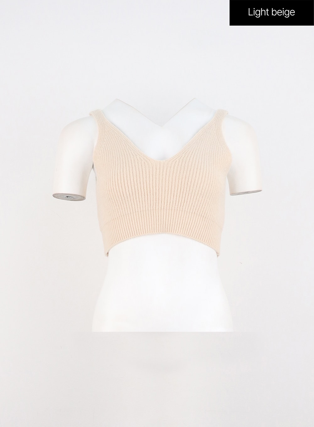 v-neck-knit-bustier-top-io317 / Light beige