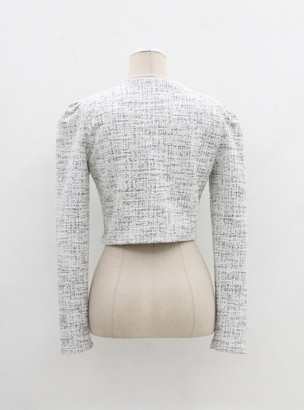 Tweed Cropped Cardigan And Shorts Set BF301