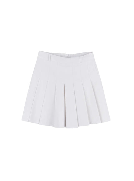 classic-pleated-mini-a-line-skirt-cl524 / White