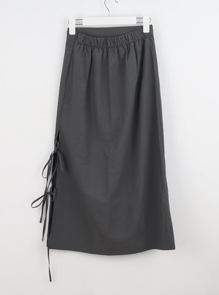 Side Slit Nylon Maxi Skirt BY312