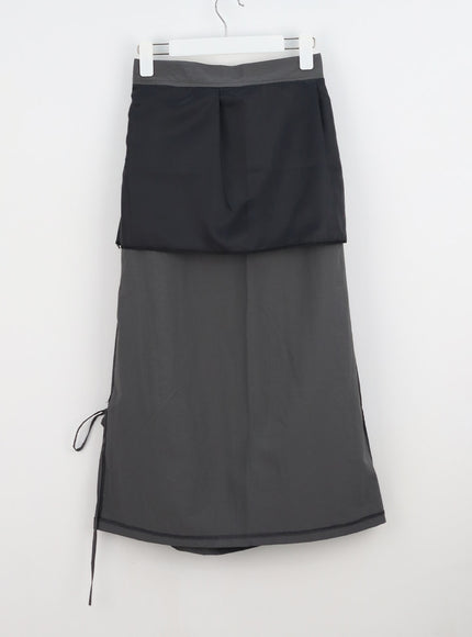 Side Slit Nylon Maxi Skirt BY312