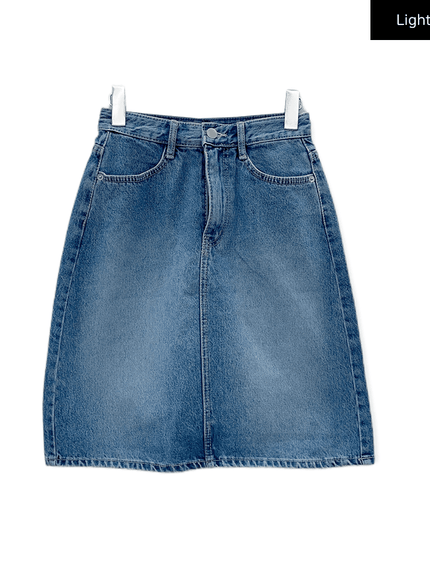 Denim Knee Length Skirt C2701
