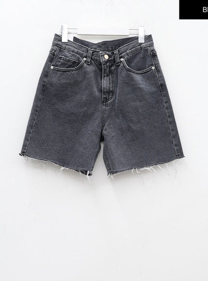 Raw Hem Long Denim Shorts CA29