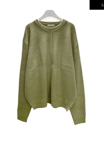 loose-fit-knit-with-two-way-zip / Lime