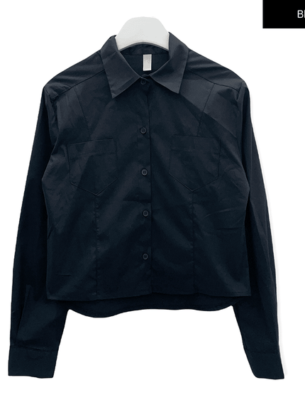 Cropped Shirt with Pockets C2601