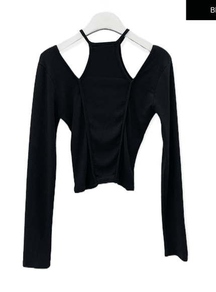 Cut Out Long Sleeve Top C0302