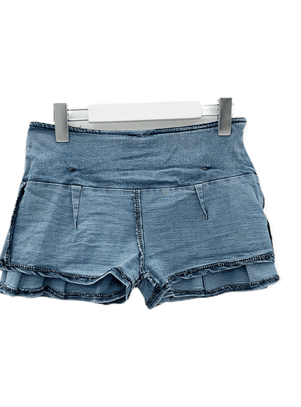 Low Rise Pleated Denim Mini Skirt C0302