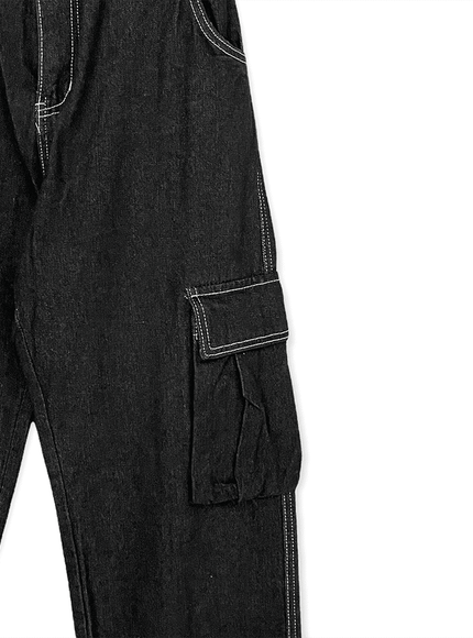 Wide Leg Denim Cargo Pants