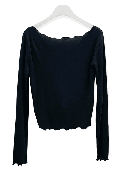 Cropped Long Sleeve Top with Front Shirring C2701