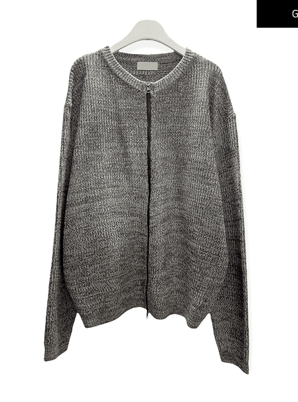 loose-fit-knit-with-two-way-zip / Gray