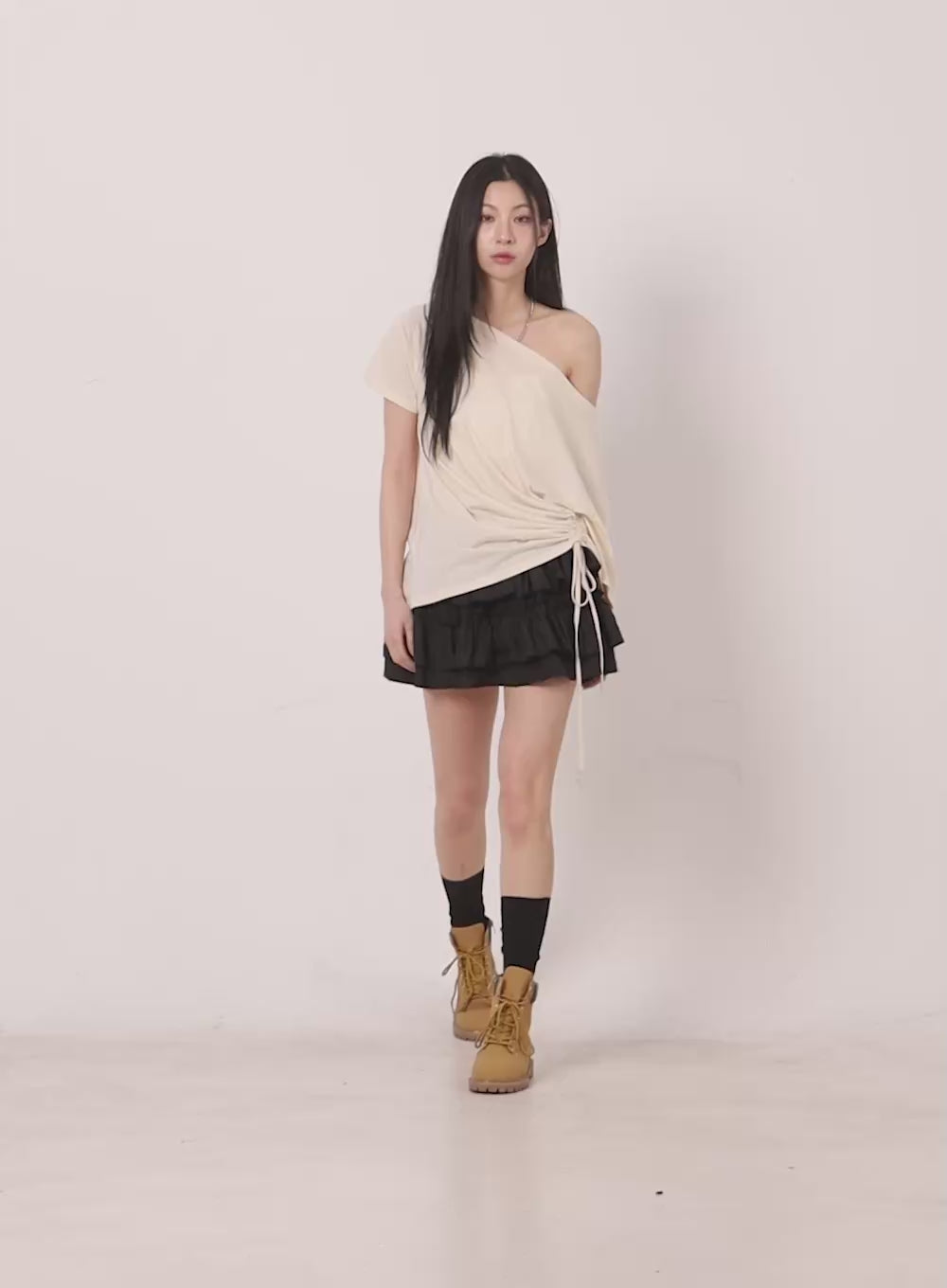 Shirred One-Shoulder Top IY516