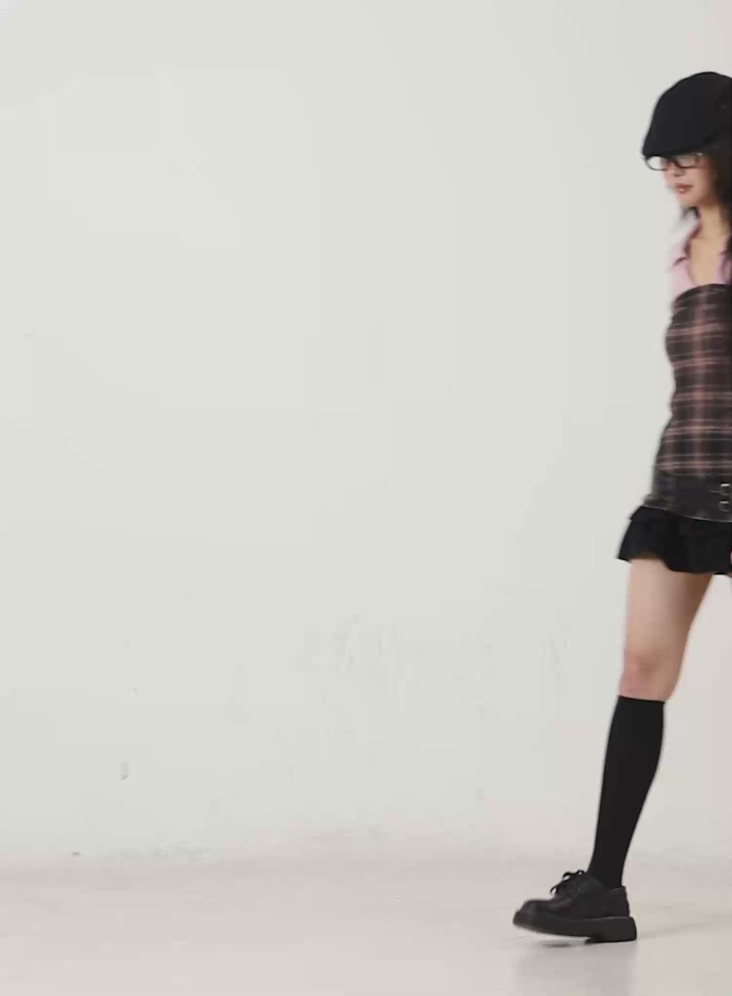 Plaid Tube Slit Top CN517