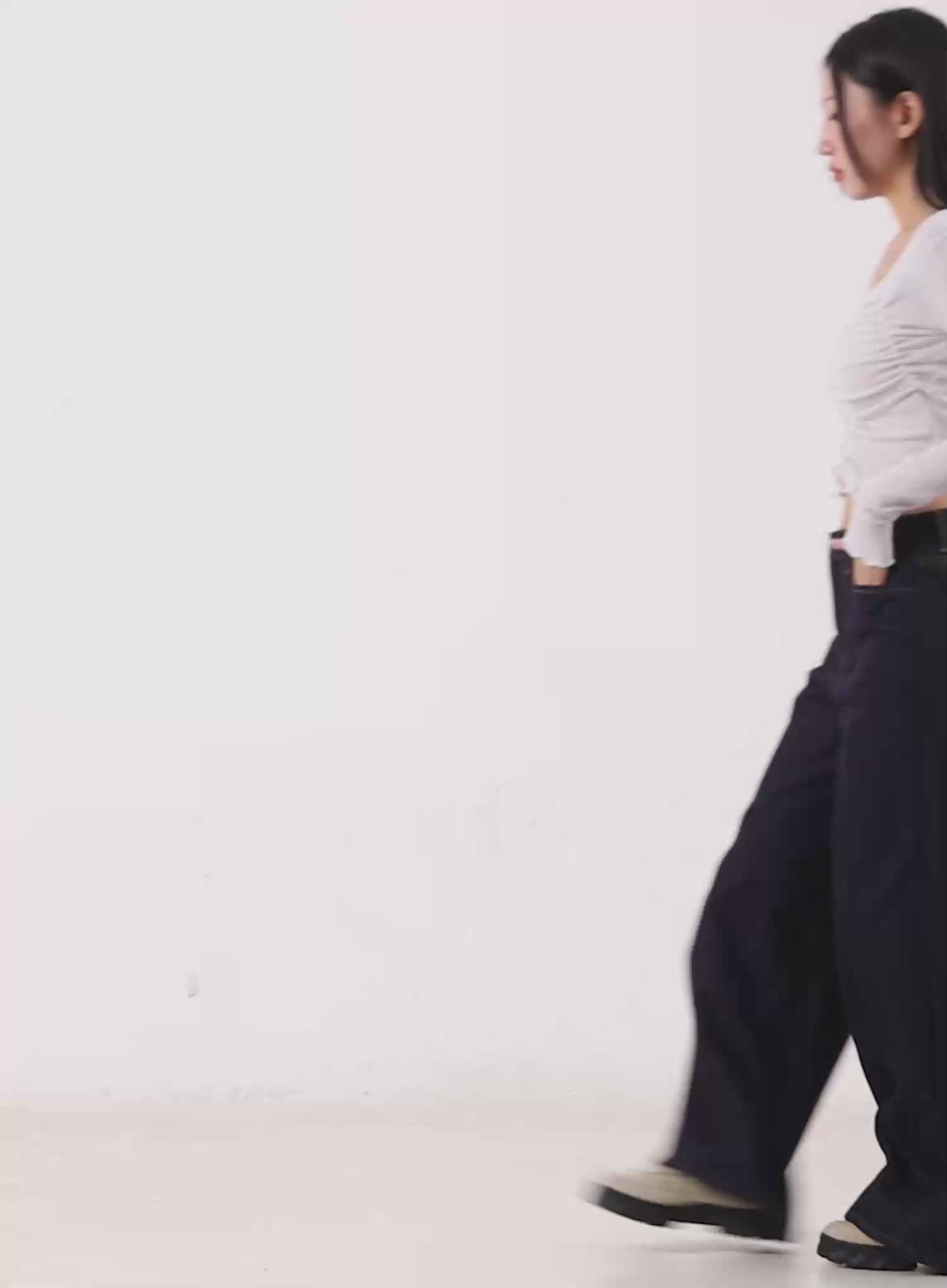 Off-Shoulder Ruched Long Sleeve Top CN506