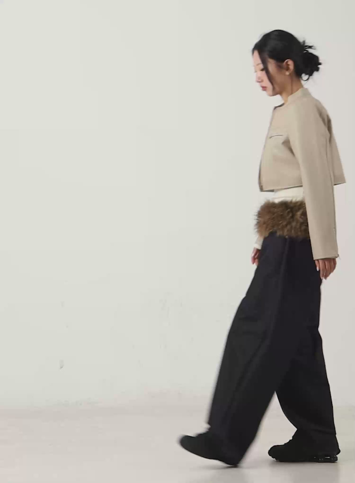 Cropped Faux Leather Jacket CN514