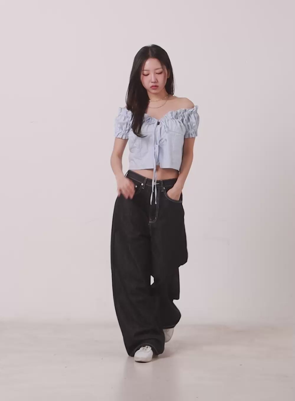 Ribbon Off-Shoulder Blouse Crop Top CA529