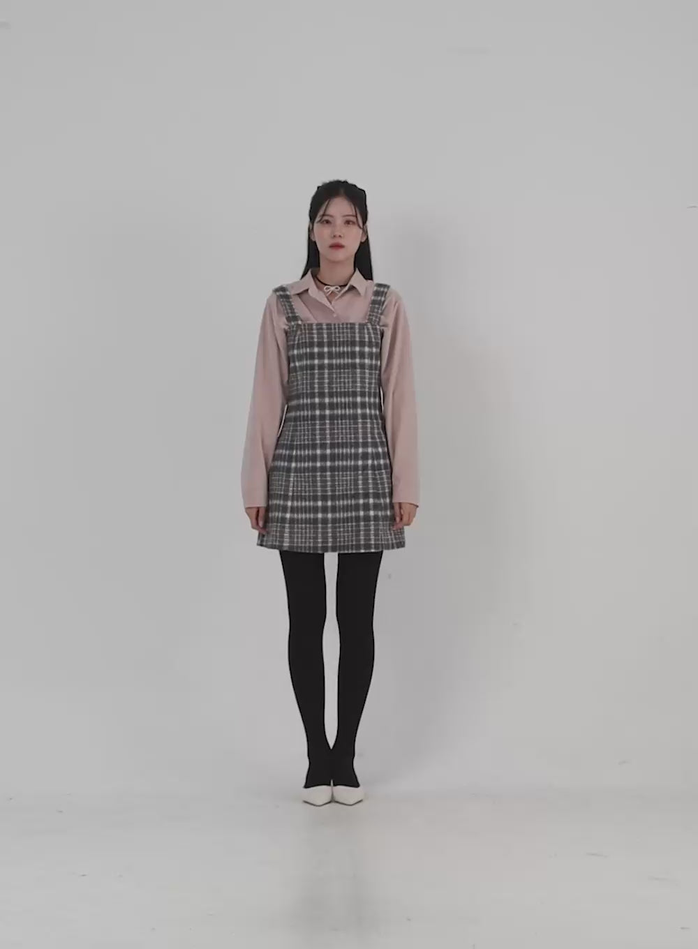 Square Neck Check Mini Dress ON327