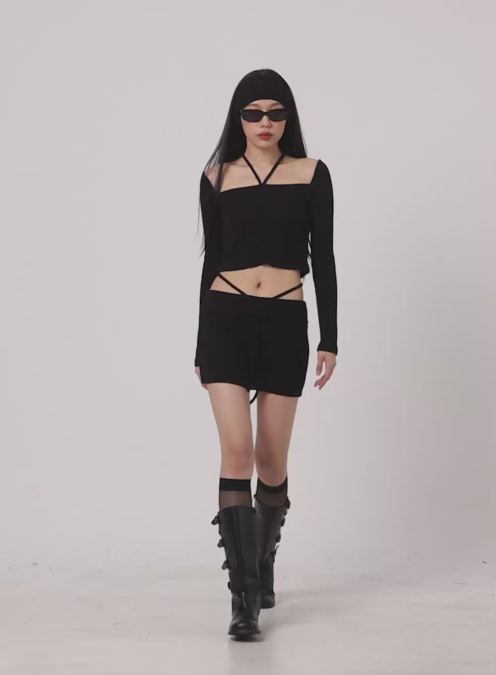 Strap Waist Sheer Mini Skirt IA417