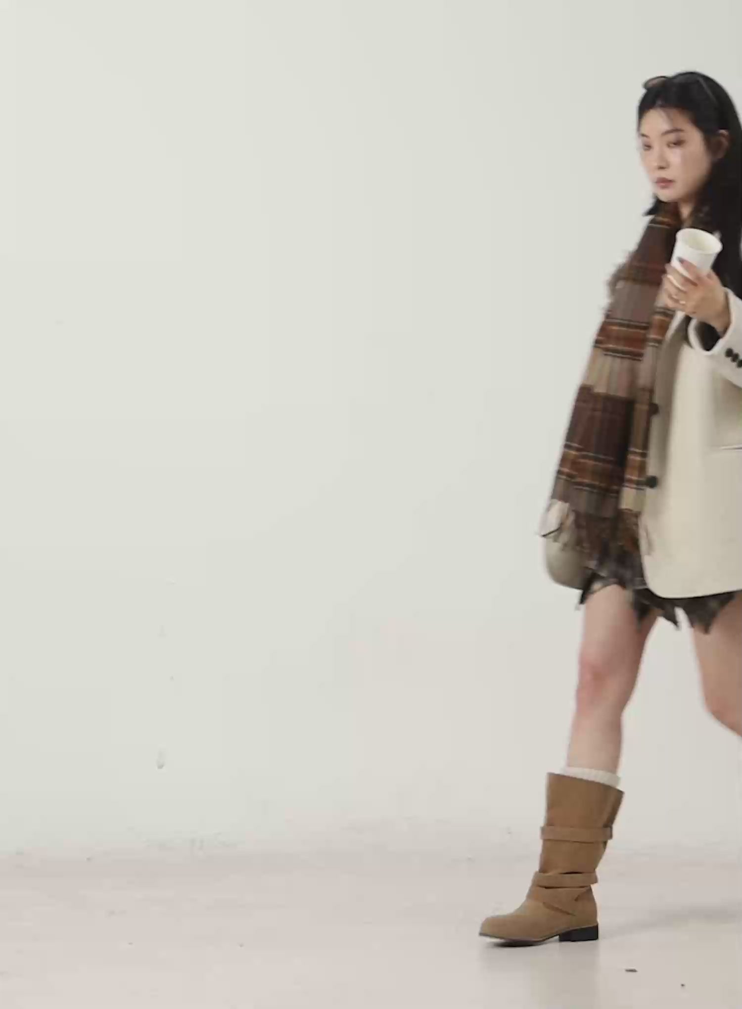 Folded Plaid Mini Skirt CN528