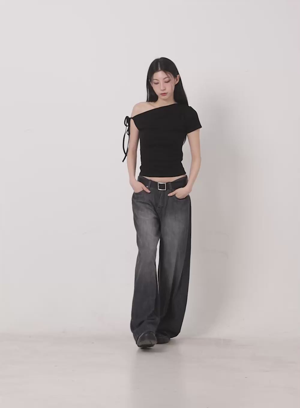 One-Shoulder Ribbon Top IY529