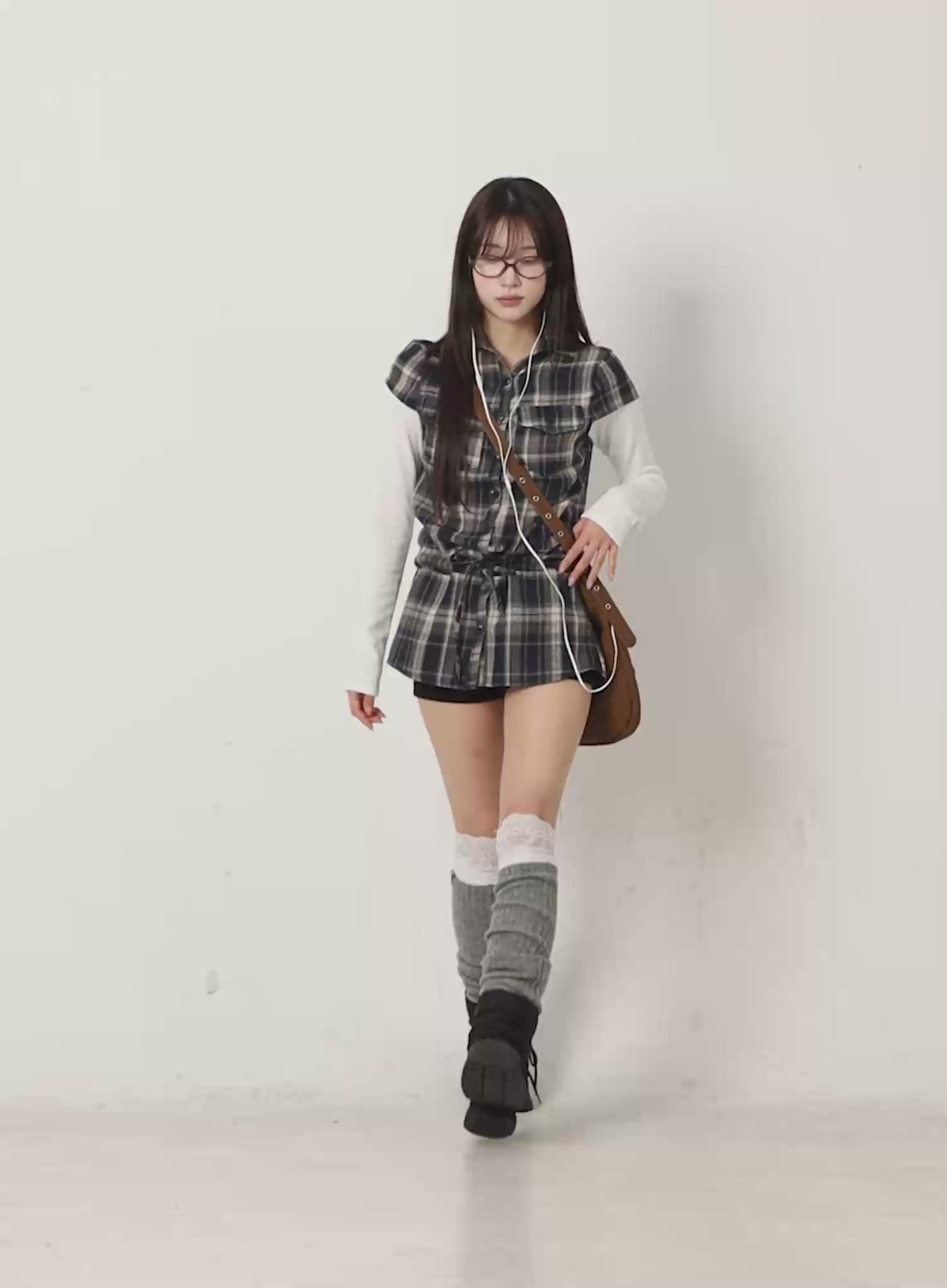 Plaid Short Sleeve Mini Dress CN525