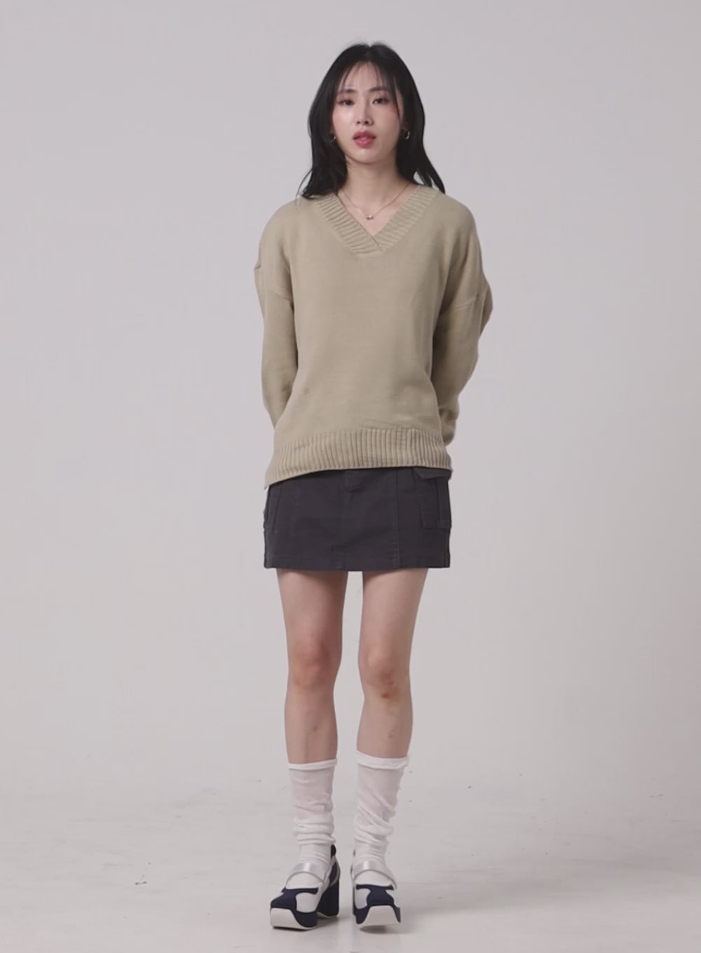 Solid Cargo Mini Skirt OM408