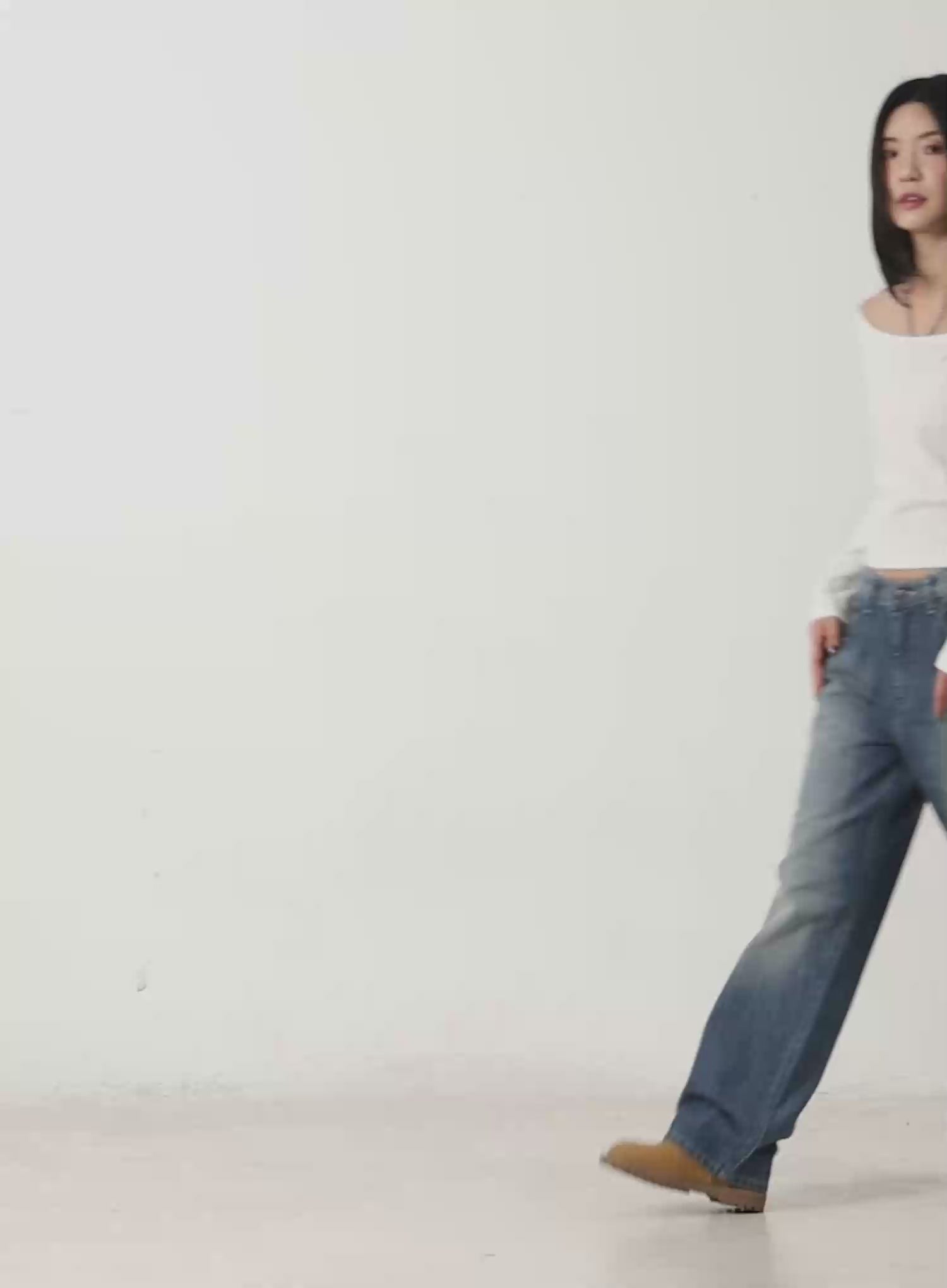 Deep U-Neck Fleece Long-Sleeve Tee CD505