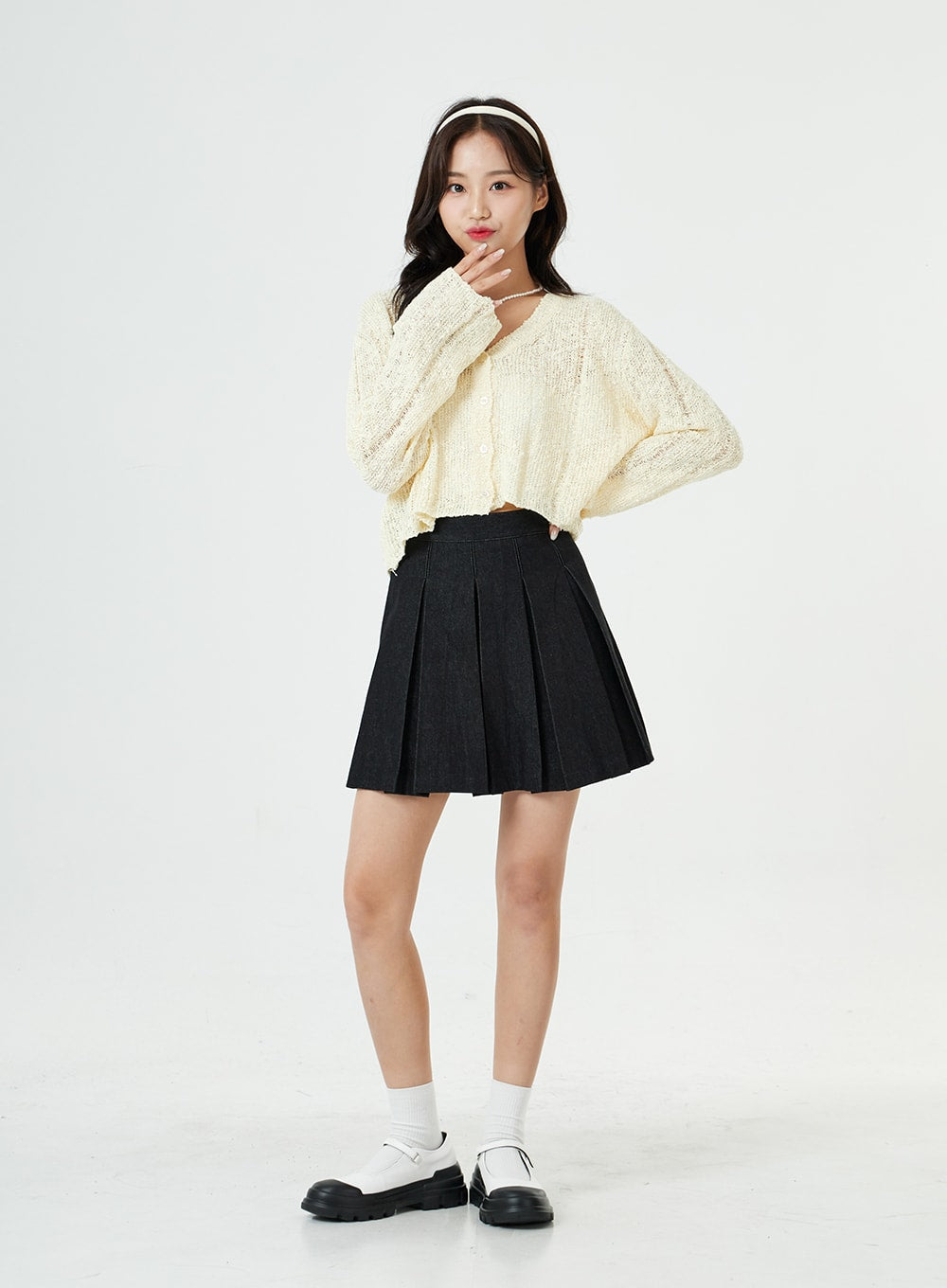 Denim Pleated Mini Skirt BG29