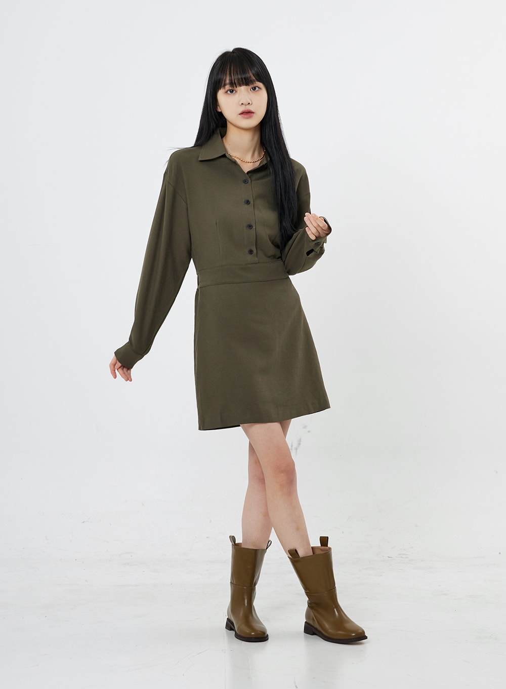 A-Line Shirt Mini Dress OO11